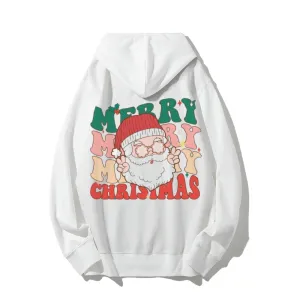 Merry Christmas Vibes Graphic Pullover With Kangaroo Pocket Hoodies