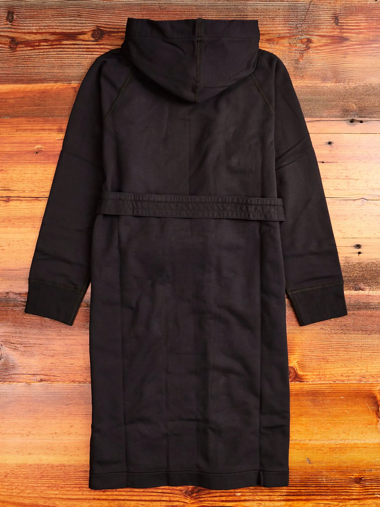 Midweight Terry Hooded Robe in Black