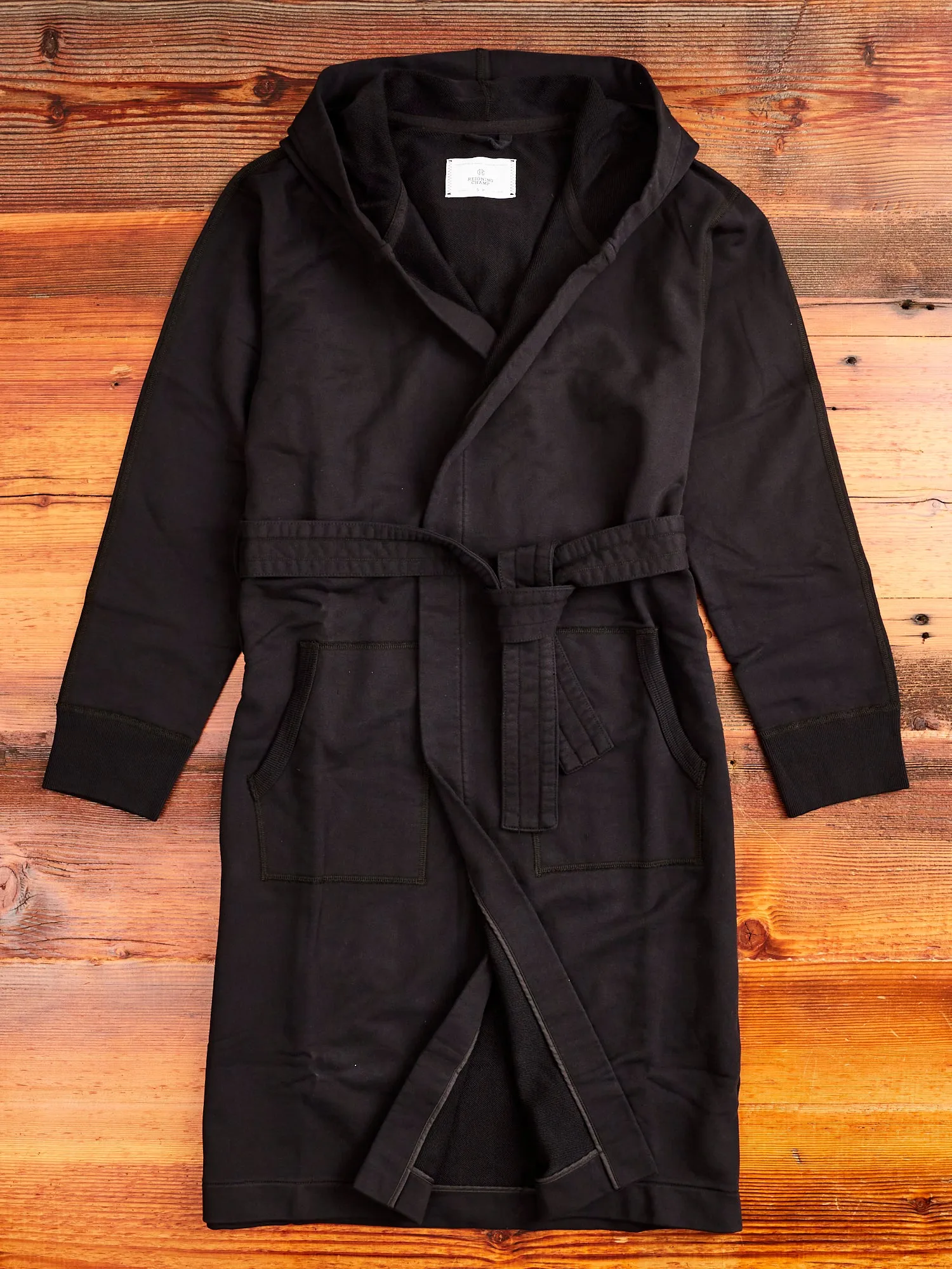 Midweight Terry Hooded Robe in Black