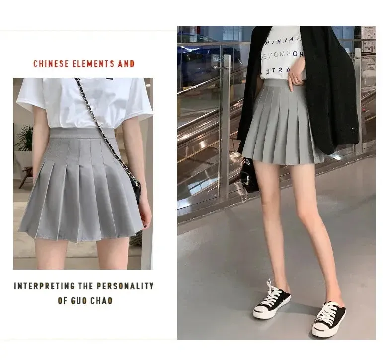 Mini Skirts Womens 2024 Summer Japanese School Pleated Skirts High Waist Kawaii Cute Pink Plaid Skirt Uniform Harajuku Jupe