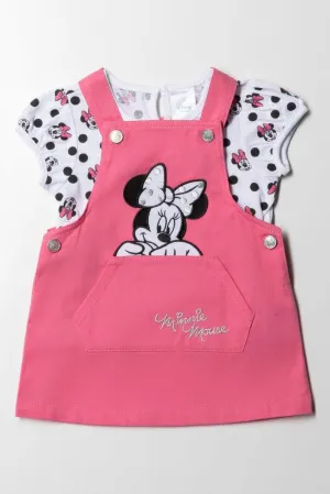 Minnie Mouse Pinafore Dress Set Pink
