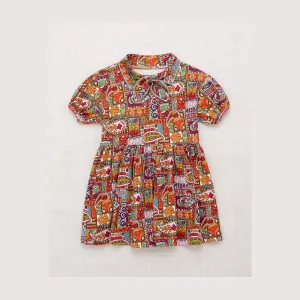 Misha & Puff Junior Scout Dress, Red Flame Groovy Paisley