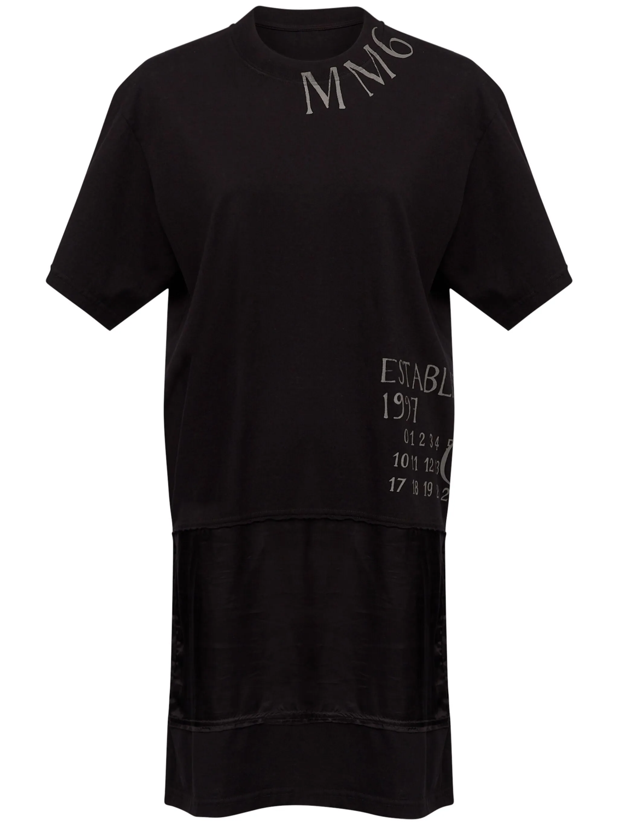MM6 Maison Margiela Black Cotton Logo klänning med kontrastpaneler