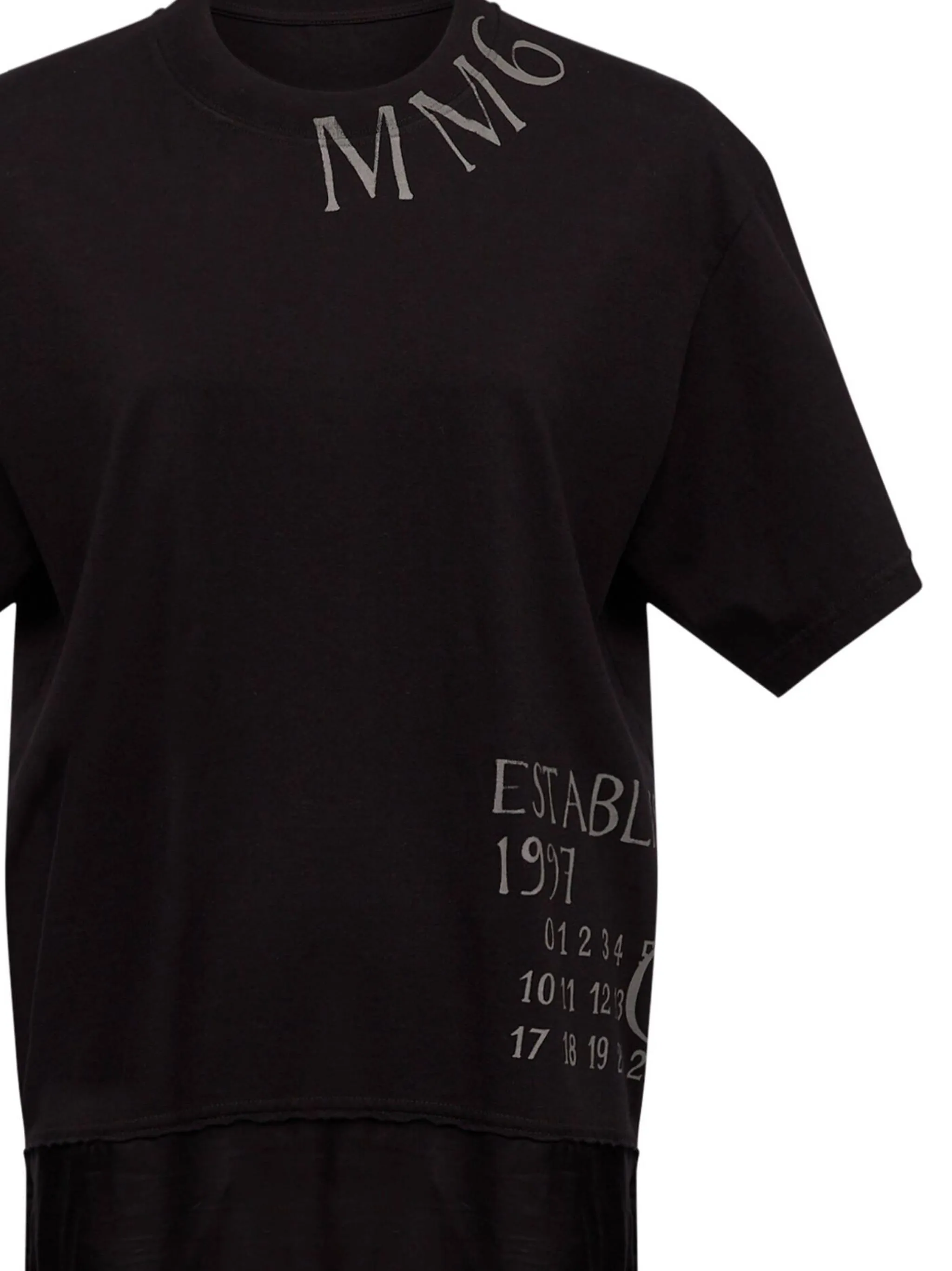 MM6 Maison Margiela Black Cotton Logo klänning med kontrastpaneler