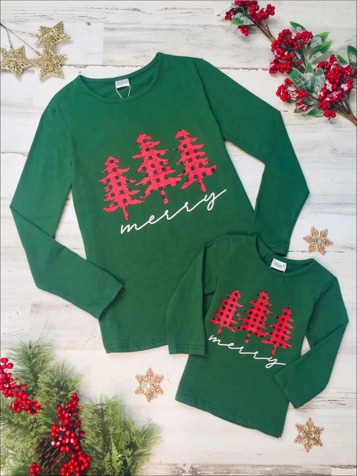 Mommy and Me Merry Plaid Christmas Tree Top