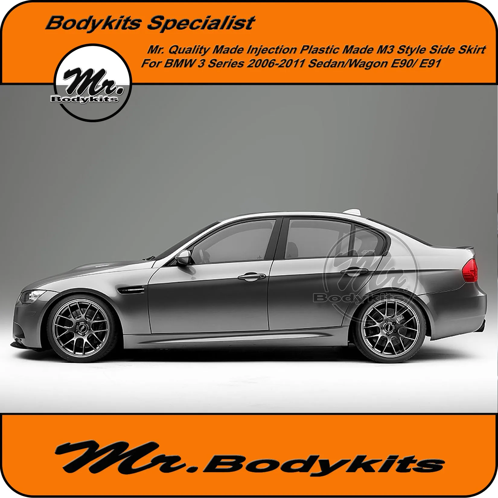 Mr Quality Made PP Plastic M3 Style Side Skirt For BMW 3 Series 2006-2013 E90/ E91 Sedan / Wagon