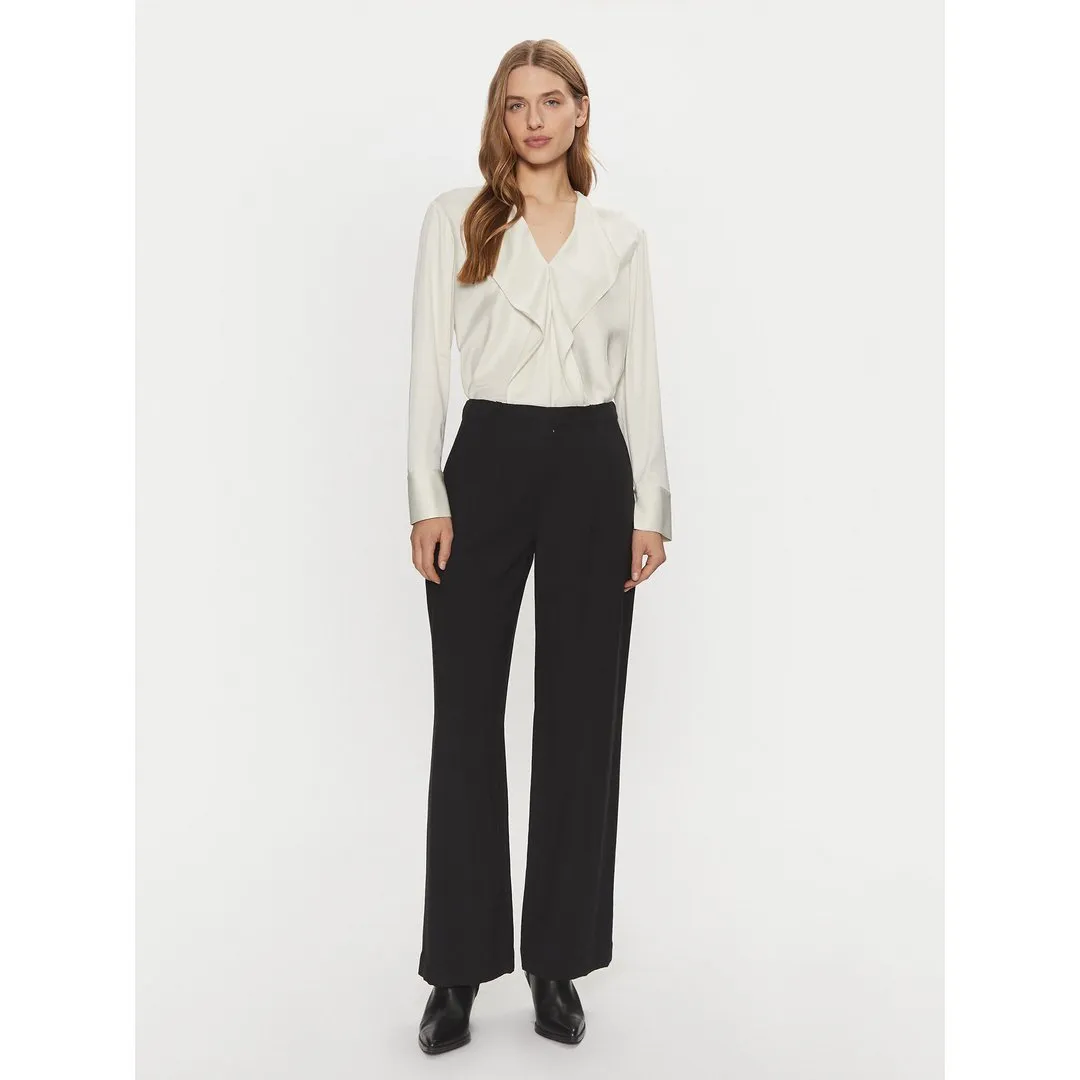 Natural Sheen Ls Draped Blouse