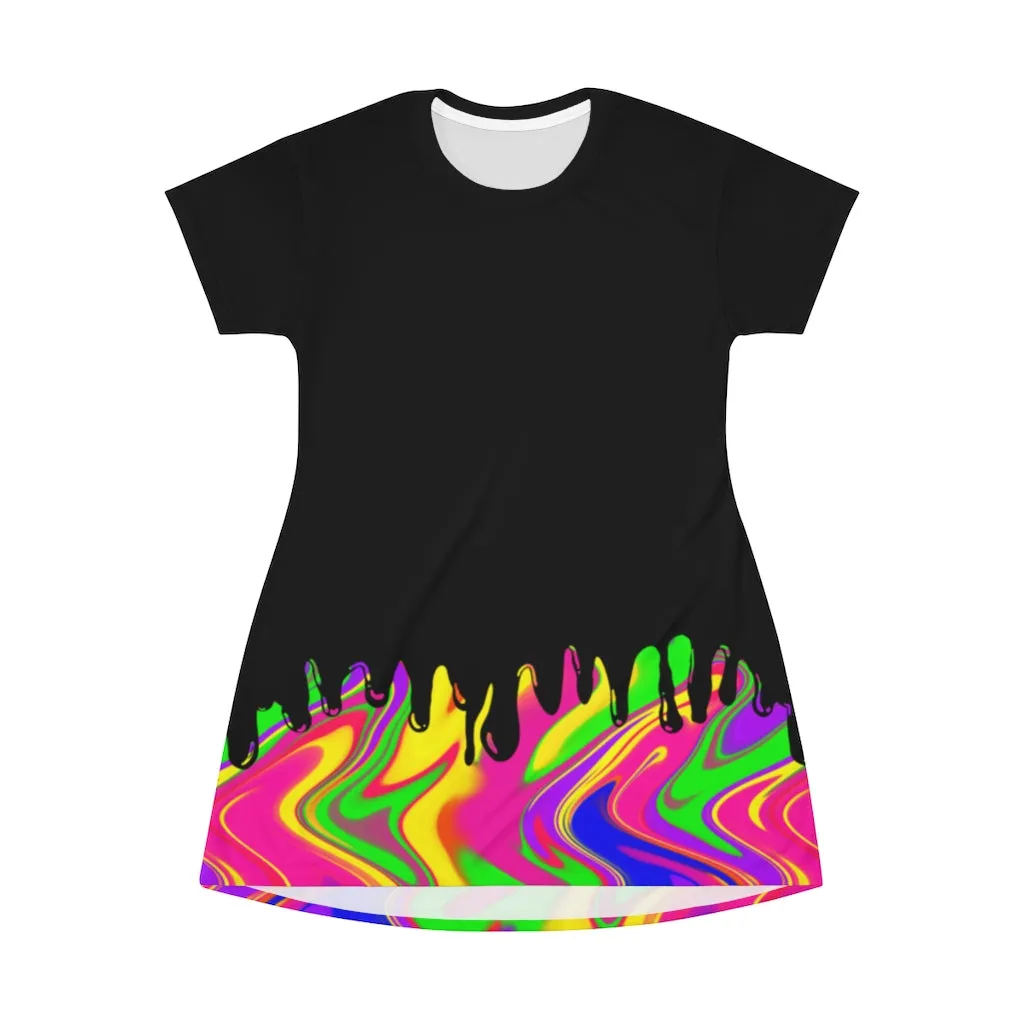 Neon Drippy T-Shirt Dress