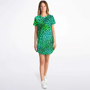 Neon Green Leopard T Shirt Dress