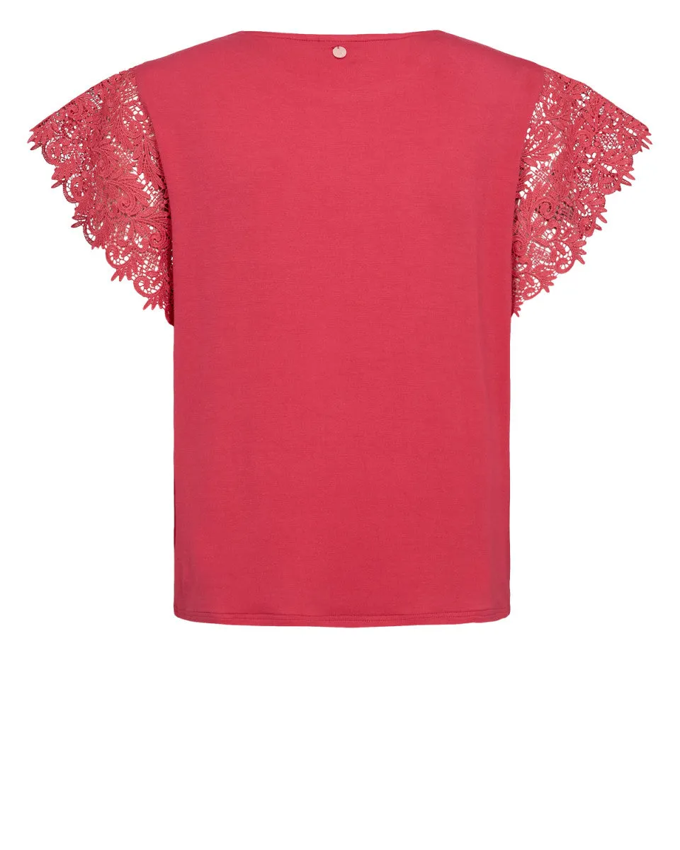 Numph Nubitta Short Lace Sleeve Top