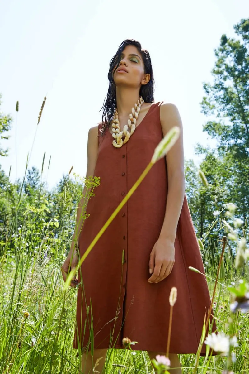 Nymphea Dress in Mahogany