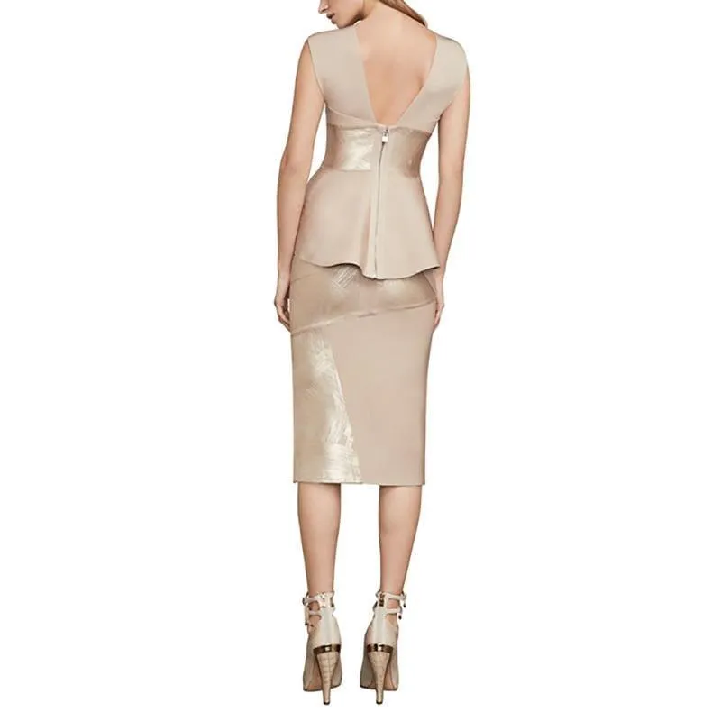 Off Shoulder Backless V Neck Ruffles Peplum Bodycon Sexy Skirt Two Piece