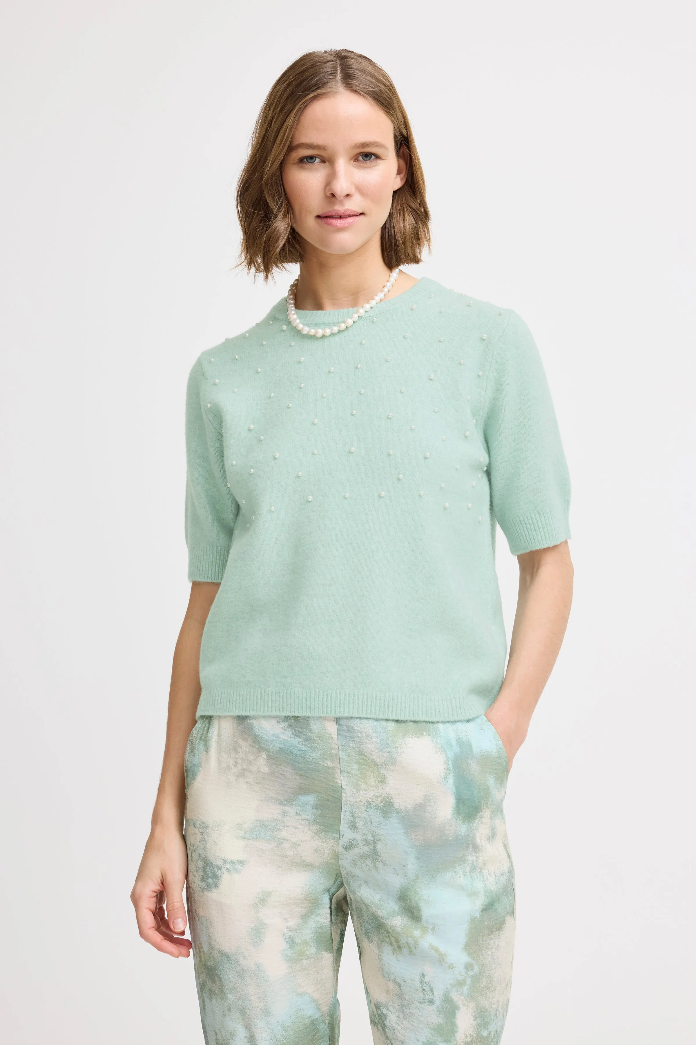 Ossy Short Sleeve Knit | Blue Haze Melange
