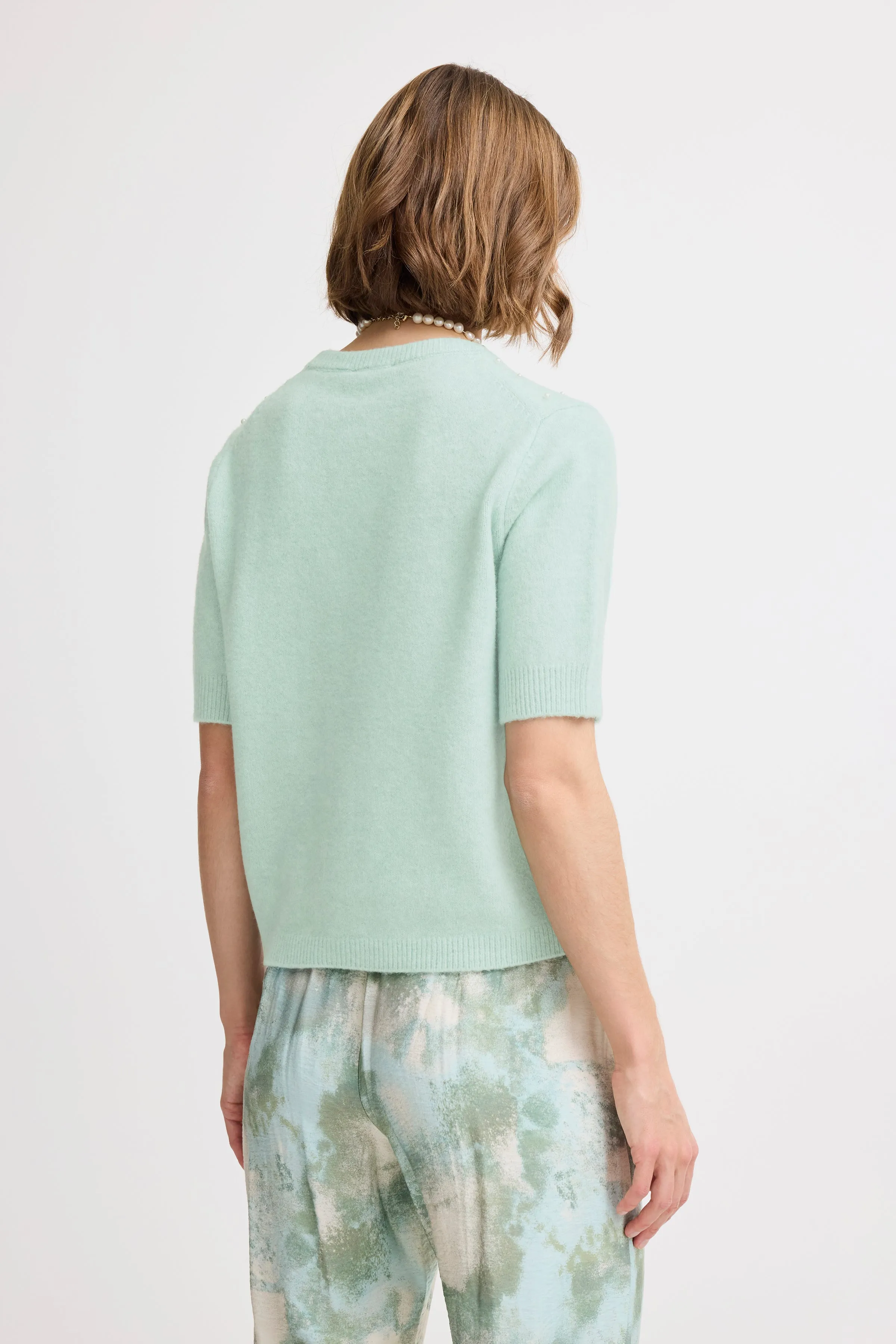 Ossy Short Sleeve Knit | Blue Haze Melange