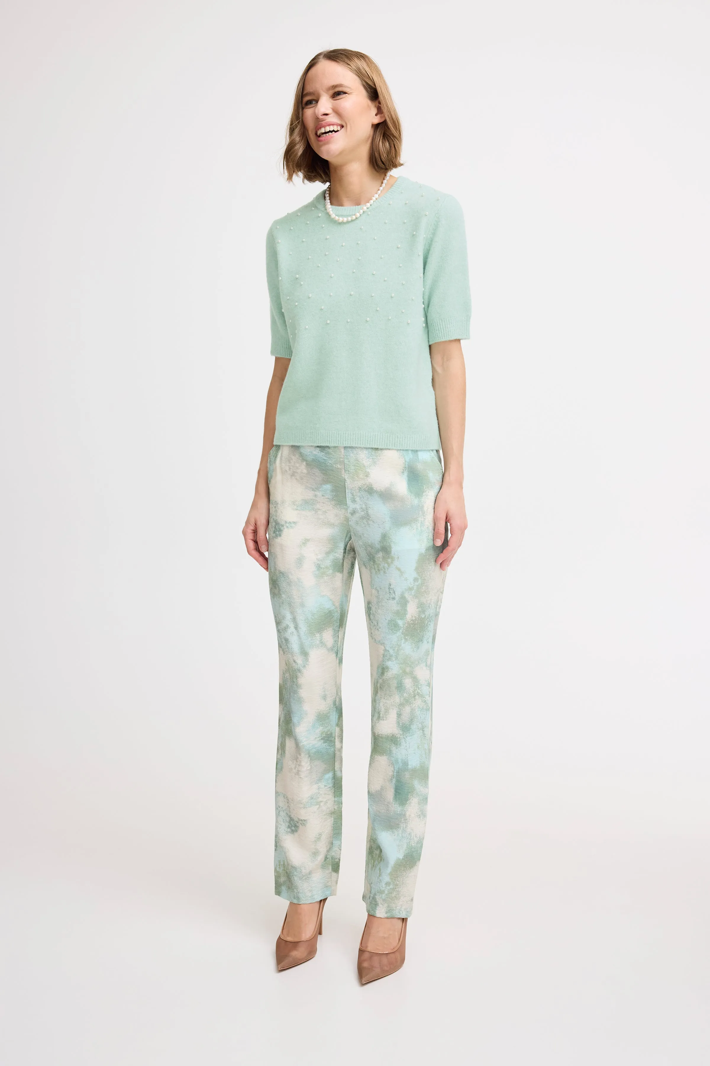 Ossy Short Sleeve Knit | Blue Haze Melange