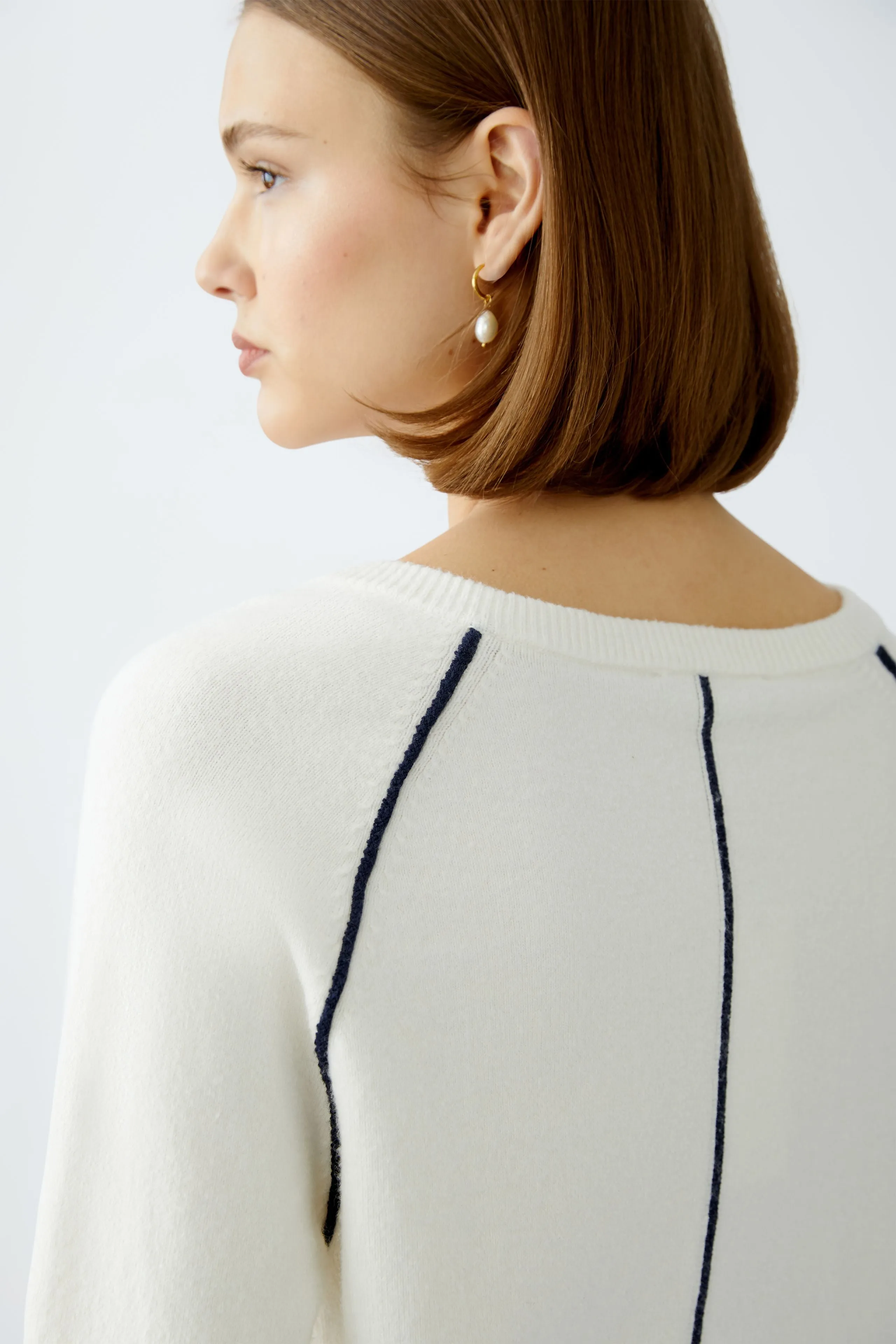 Oui Paris Off-White Cotton Blend Jumper