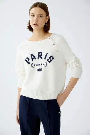 Oui Paris Off-White Cotton Blend Jumper