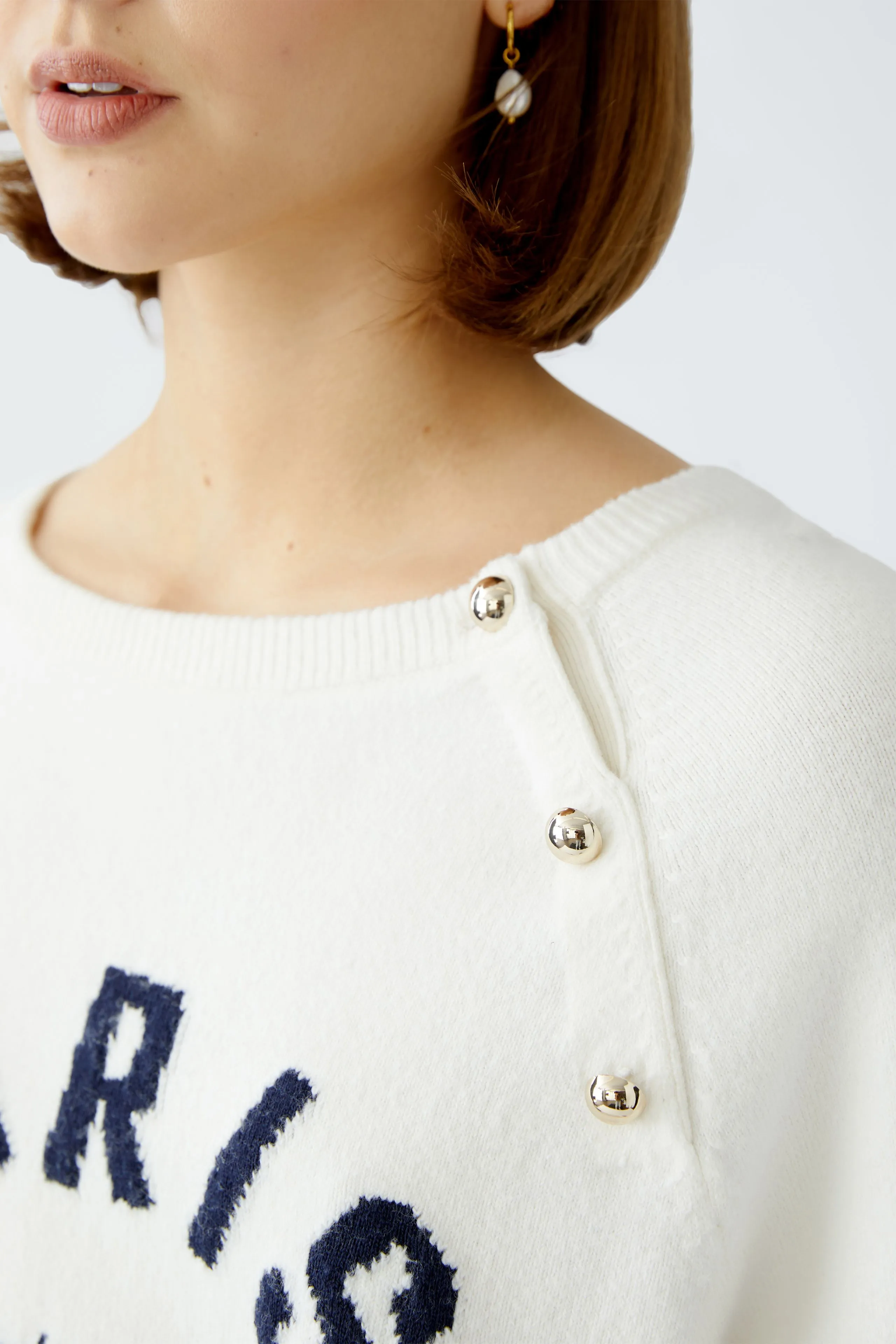 Oui Paris Off-White Cotton Blend Jumper