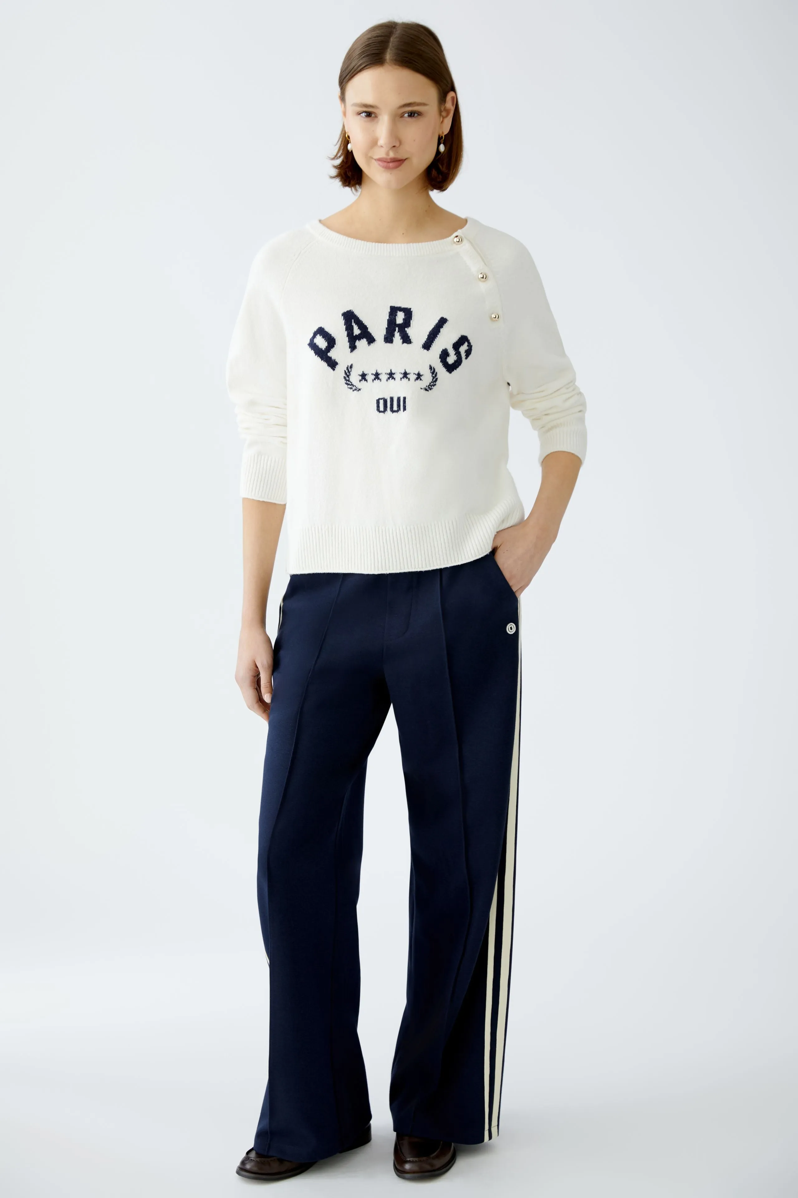 Oui Paris Off-White Cotton Blend Jumper