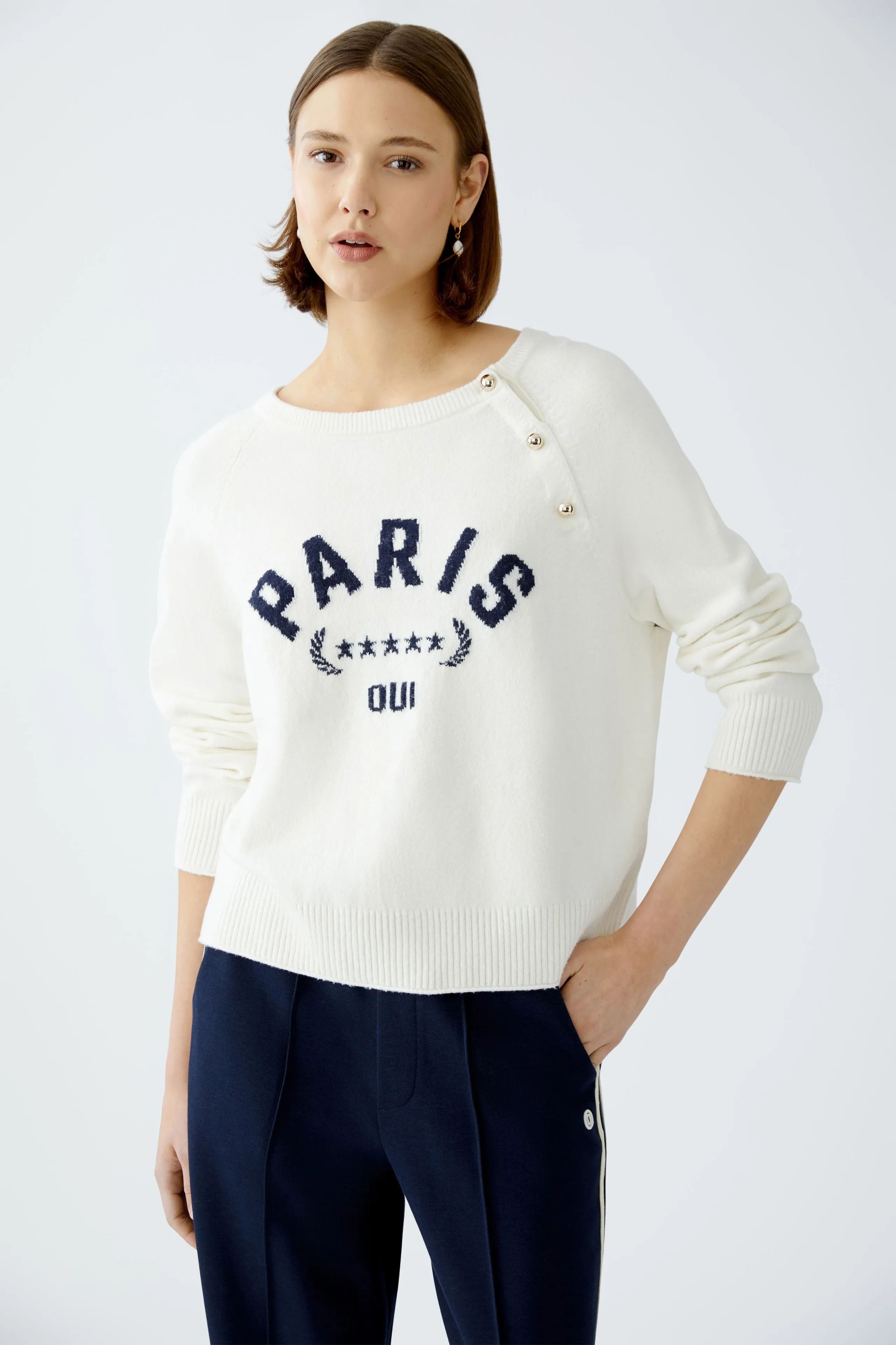 Oui Paris Off-White Cotton Blend Jumper