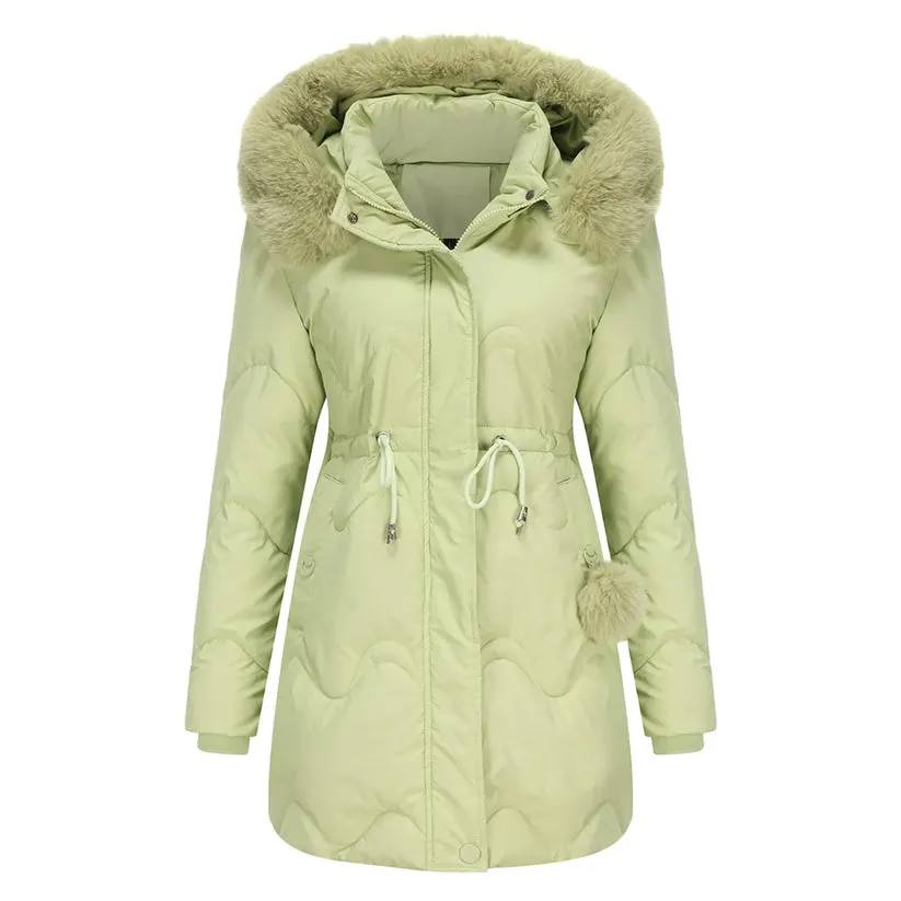 Padded winter coat with fluffy collar - renata
