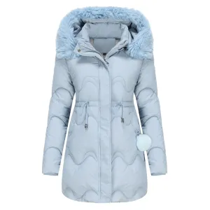 Padded winter coat with fluffy collar - renata