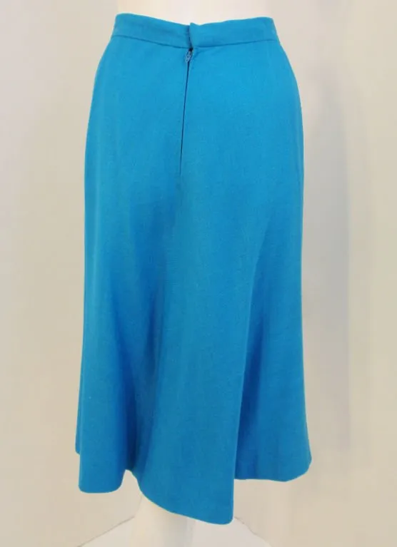 PAULINE TRIGERE 1960s Turquoise Skirt Suit Set
