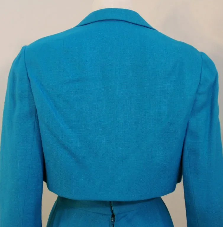 PAULINE TRIGERE 1960s Turquoise Skirt Suit Set