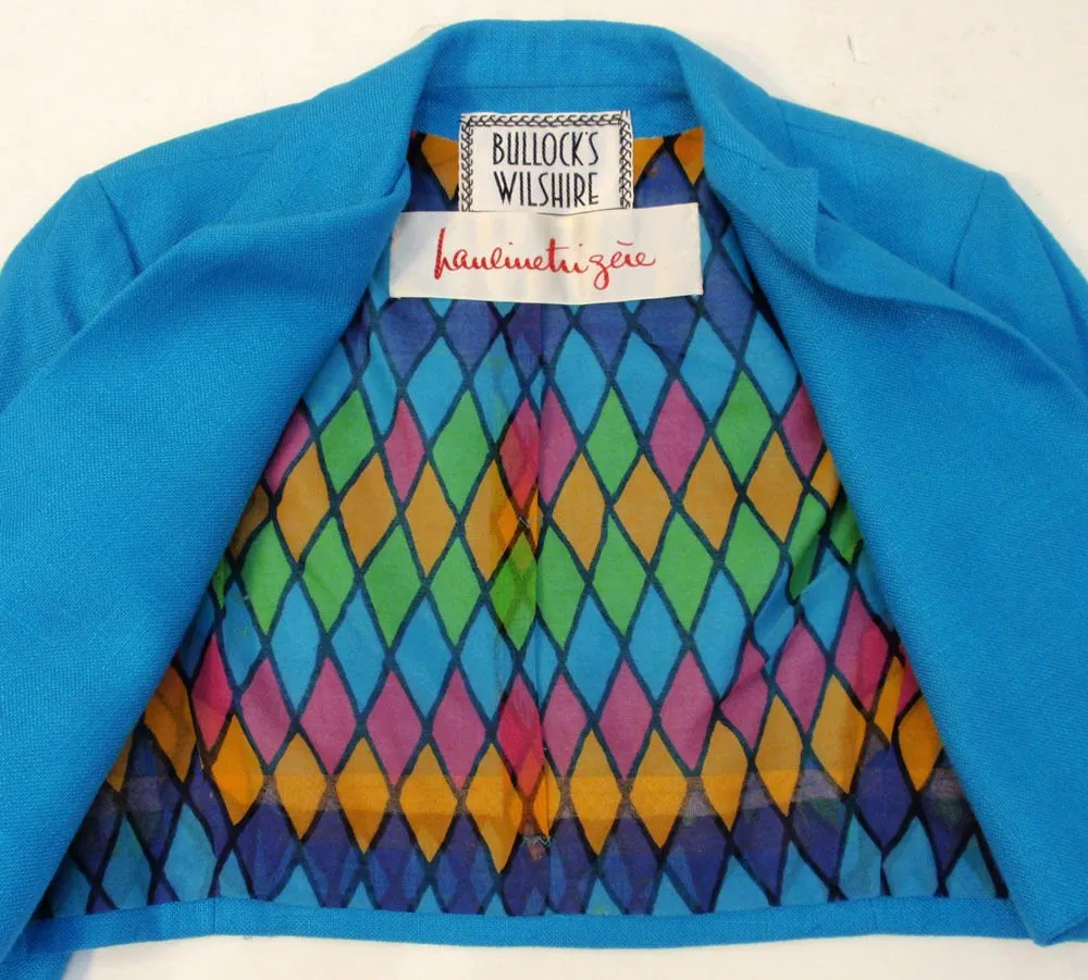 PAULINE TRIGERE 1960s Turquoise Skirt Suit Set