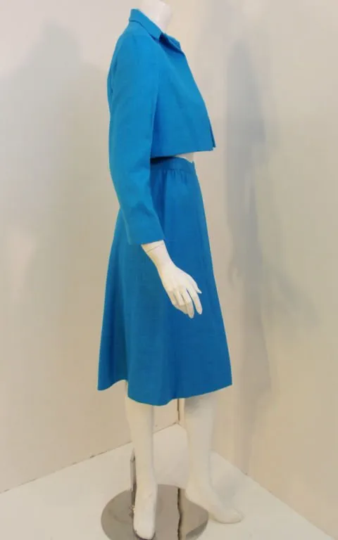 PAULINE TRIGERE 1960s Turquoise Skirt Suit Set