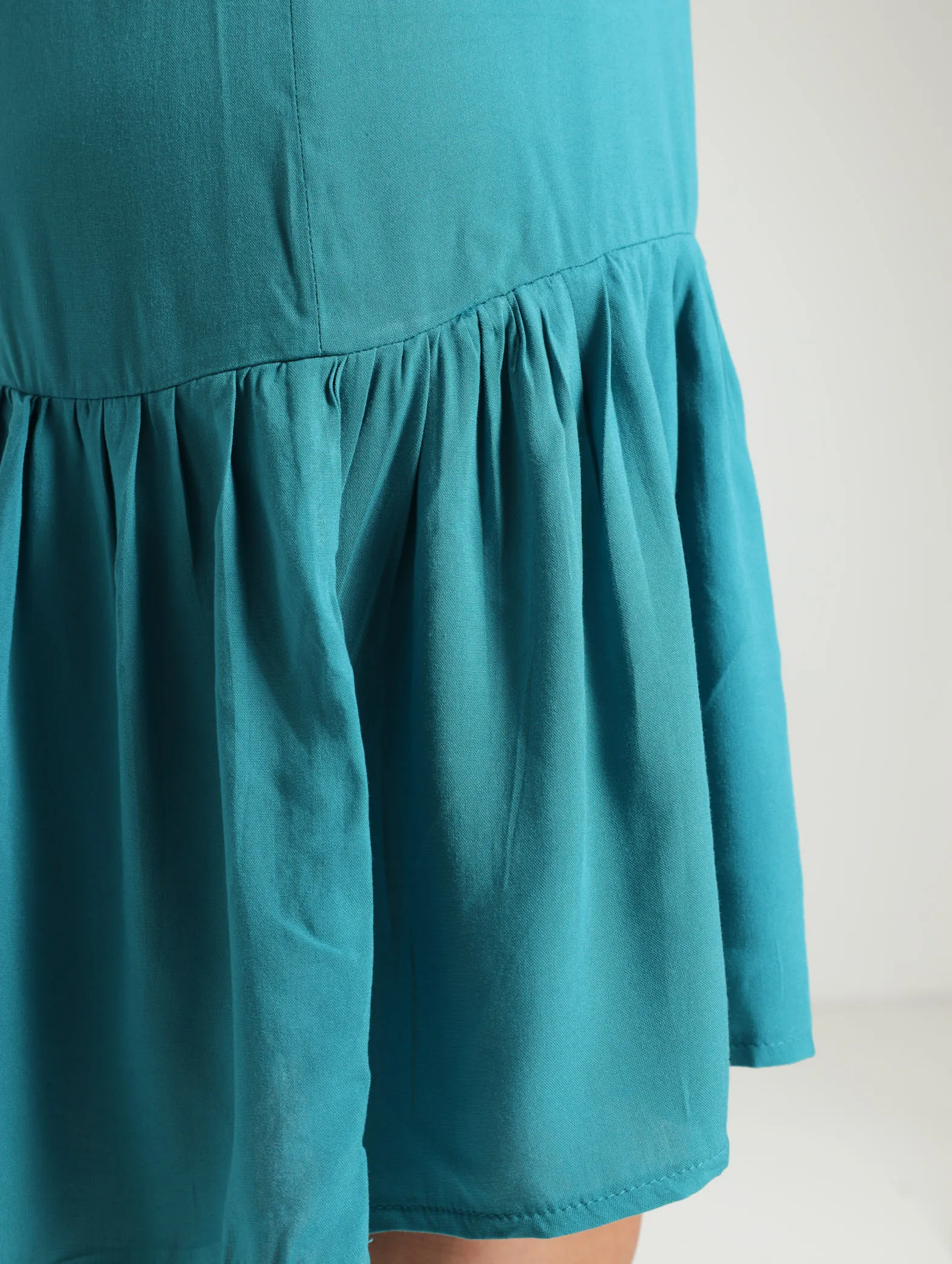 Peplum Hem Dress  - Turquoise