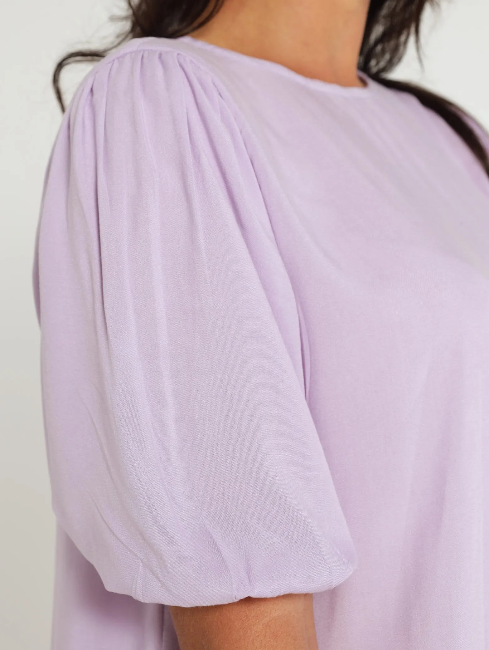 Peplum Hem Dress With Elasticated Cuff - Lilac