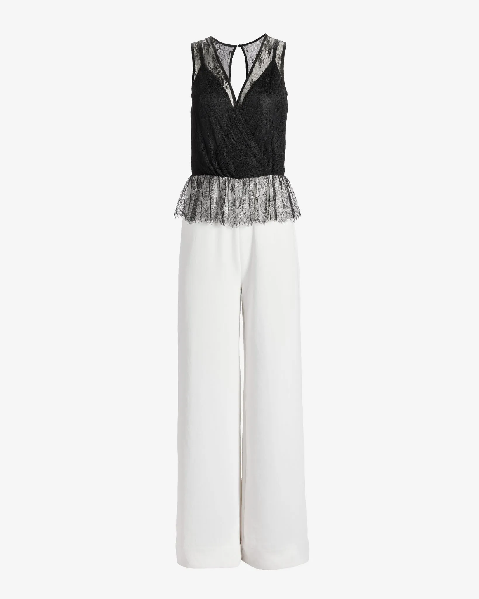 Peplum Lace Jumpsuit Black/White