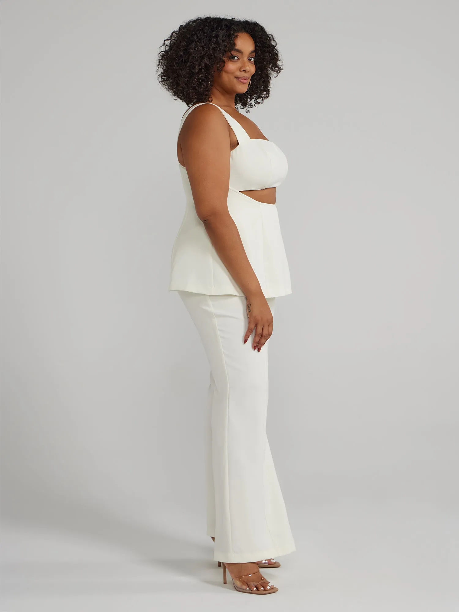 Peplum Waist Cutout Sleeveless Jumpsuit