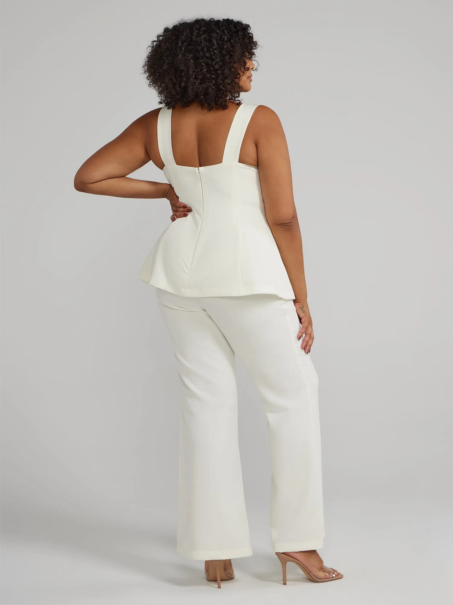 Peplum Waist Cutout Sleeveless Jumpsuit