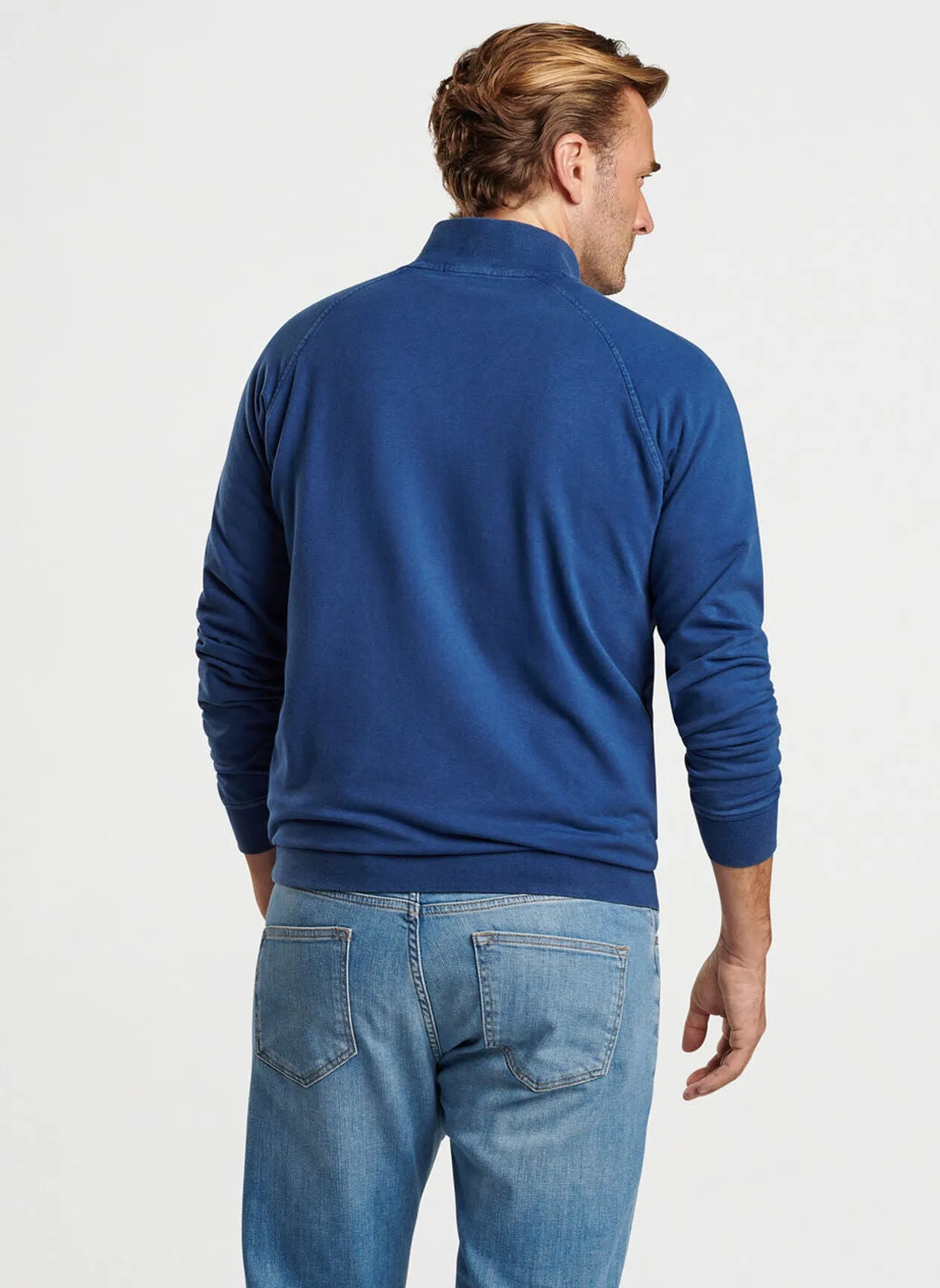 Peter Millar Mens Classic Fit Lava Wash Quarter Zip - WASHED NAVY