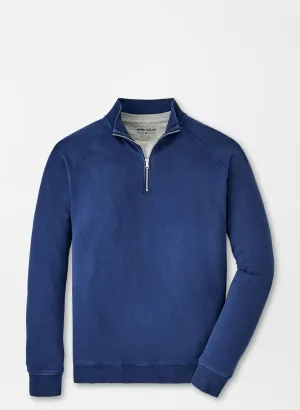Peter Millar Mens Classic Fit Lava Wash Quarter Zip - WASHED NAVY