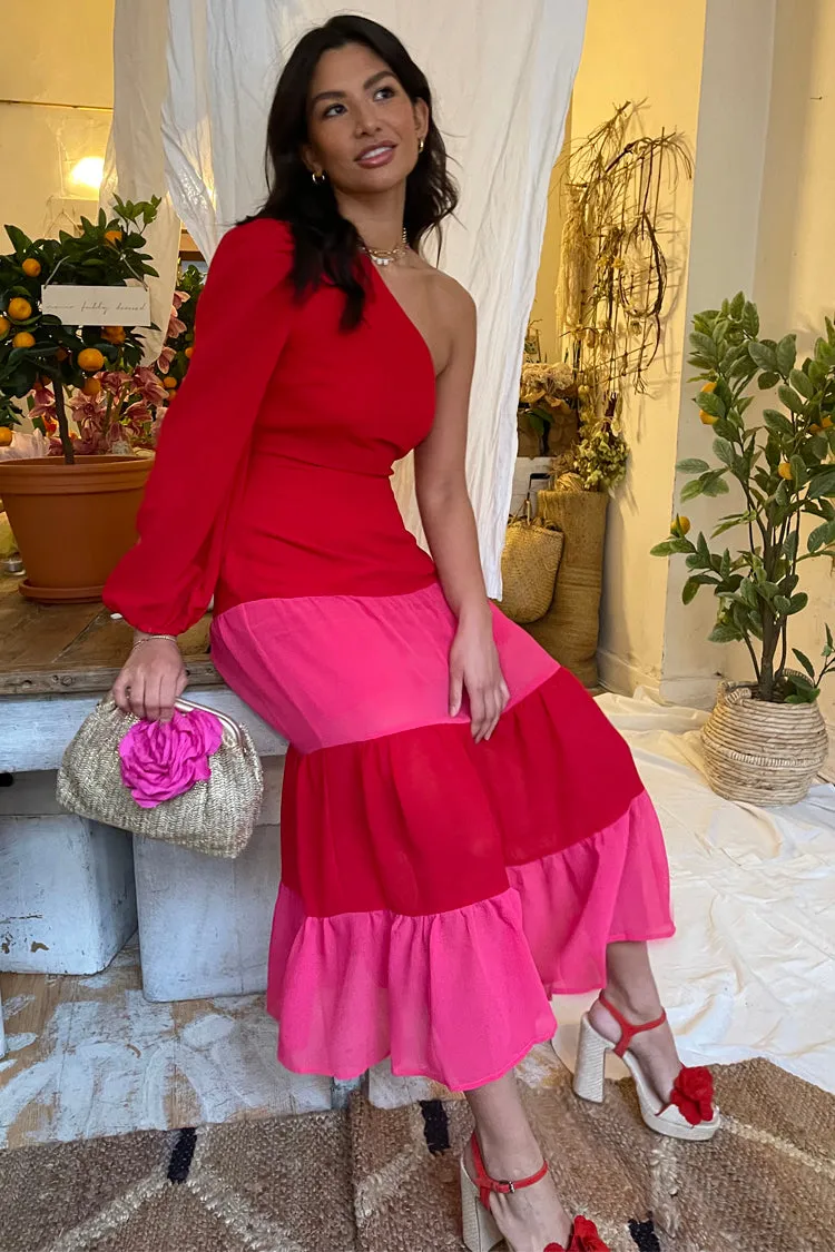 Pink and Red Clash Jade Dress
