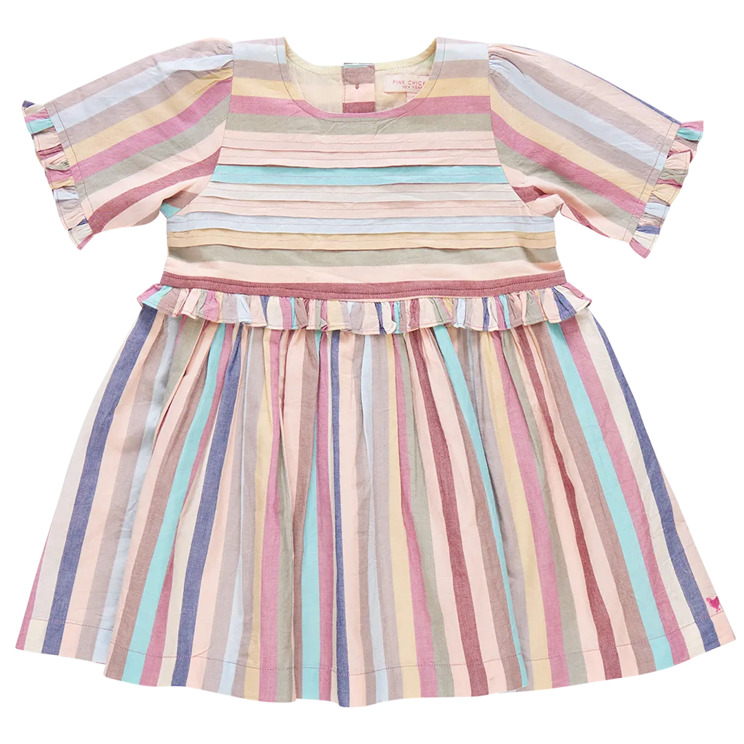 Pink Chicken Girls Raquel Dress - Multi Vintage Stripe