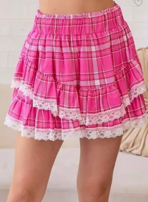 Pink Plaid Skort