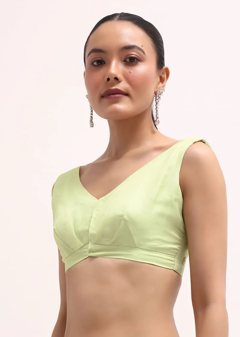 Pista Green Organza Saree In Sequins