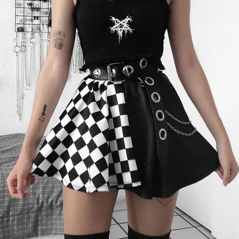 Plaid Contrast Stitching Skirt ER5714