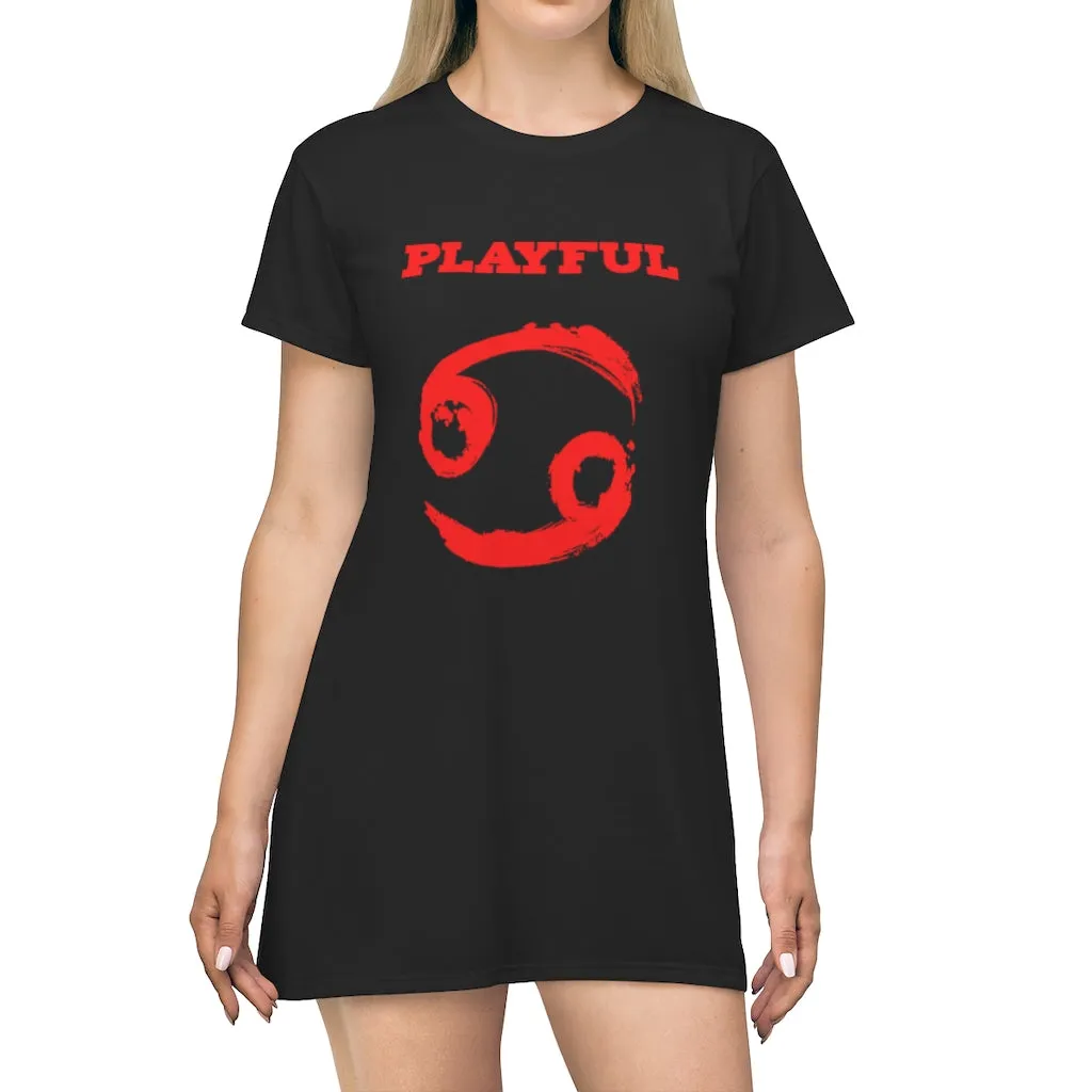 Playful Cancer (Black/Red) T-Shirt Dress