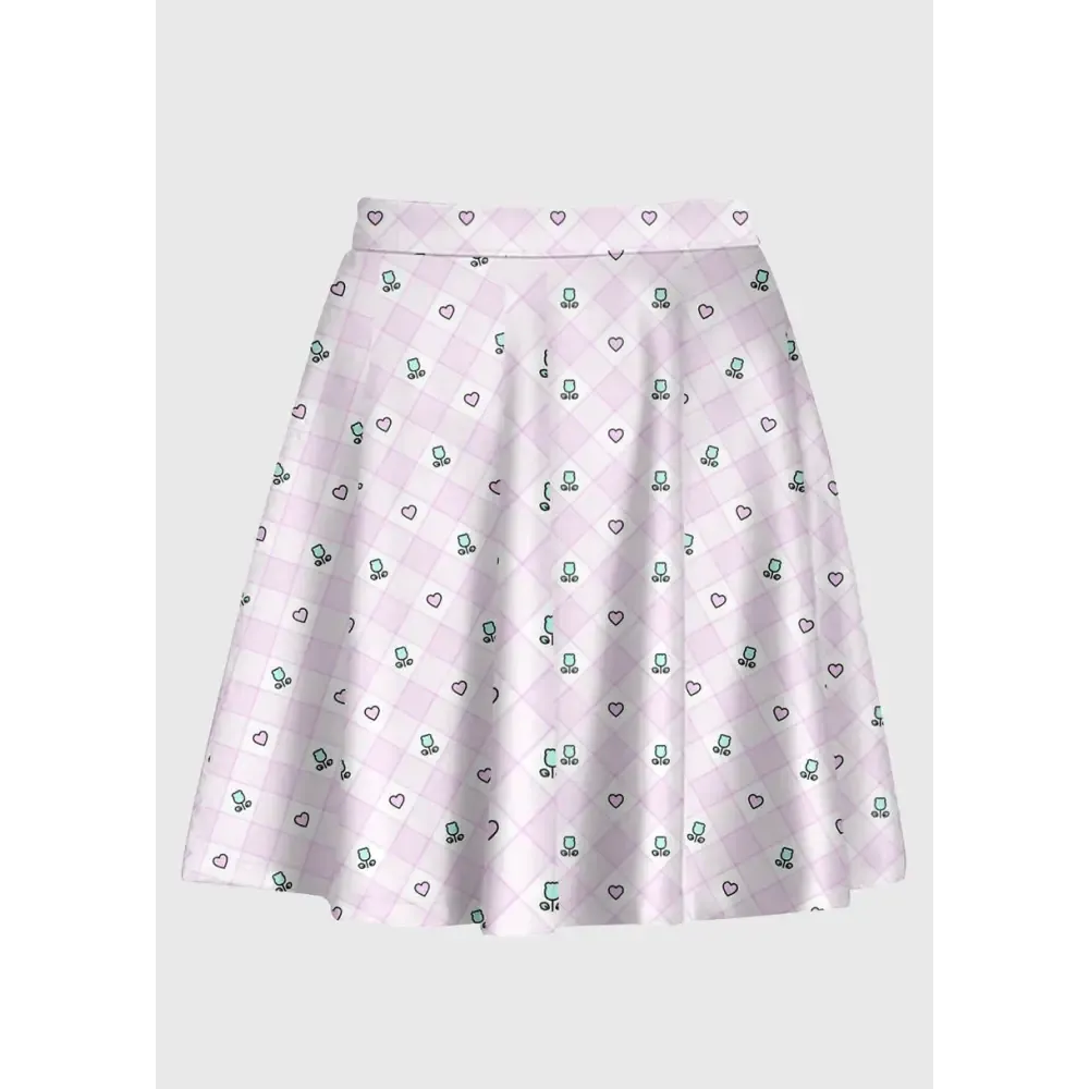 Plus Size Flower Fairy Kei Kawaii Plaid Skirt for Enchanting Style