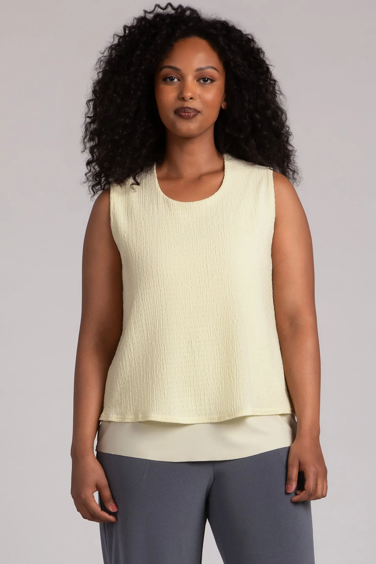 Popcorn Waffle Sleeveless Double Layer Shell