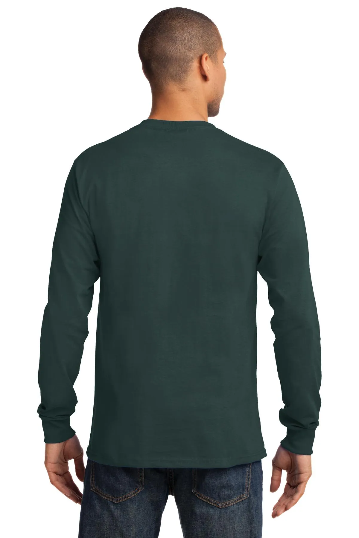 Port & Company Long Sleeve Essential Tee. PC61LS Dark Green