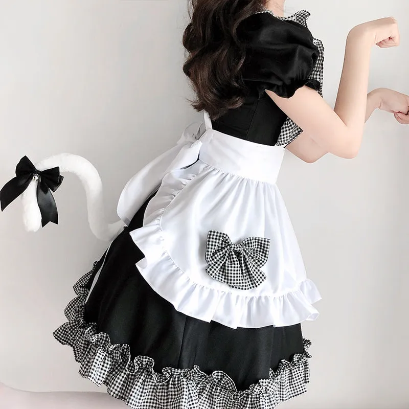 "CUTE PLAID LACE MAID" OUTFIT N010801