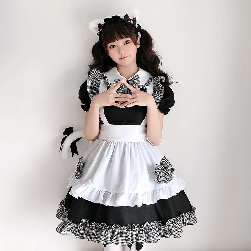 "CUTE PLAID LACE MAID" OUTFIT N010801