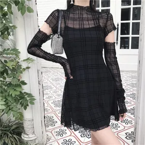 "FLOCKING PLAID" DRESS ( FREE SLEEVES ) N102708