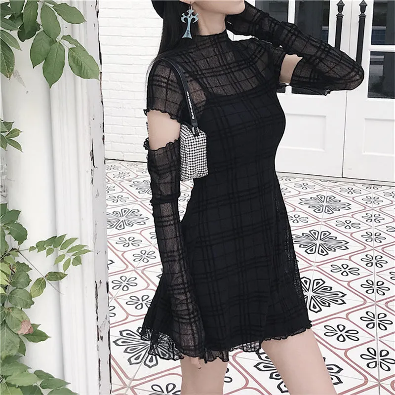"FLOCKING PLAID" DRESS ( FREE SLEEVES ) N102708